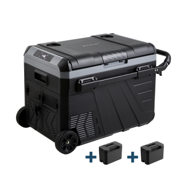 Evolar Elektrischer Kompressor Kühlbox - 35L - 12V/230V - Inklusive 2 Batterien - Mit Rädern und Griff - Schwarz